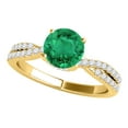 thumbnail image 2 of Mauli Jewels Engagement Rings for Women 1.20 Carat Halo Emerald And Diamond Bridal Set 4-prong 14k Yellow Gold, 2 of 5
