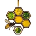 thumbnail image 2 of Honeycomb Bee Sun Catcher 2D Acrylic Window Hanging Ornament for Home,Garden Nursery Cute Bee Decor, Spring Summer Wall Art - Handmade Gift for Women, Mom, Grandma, Birthday Housewarming, 2 of 5