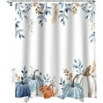 thumbnail image 2 of Fall Shower Curtain Watercolor Pumpkin Thanksgiving Shower Curtains for Bathroom Autumn Blue Leaves Bath Curtains Sets with Hooks for Autumn Thanksgiving Seasonal Decor Fabric Extra Long 72" X 84", 2 of 6