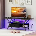 thumbnail image 4 of Costway 3-Tier TV Stand with Power Outlets for 65" TVs, LED Lights & Remote Storage Shelves Black, 4 of 10