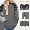thumbnail image 3 of TEMOFON Womens Sweatshirts V Neck Color Block Fall Clothes Long Sleeve Shirts for Women T Shirts Tops Pullover Tunic Tops Lightgray Tops, 3 of 8
