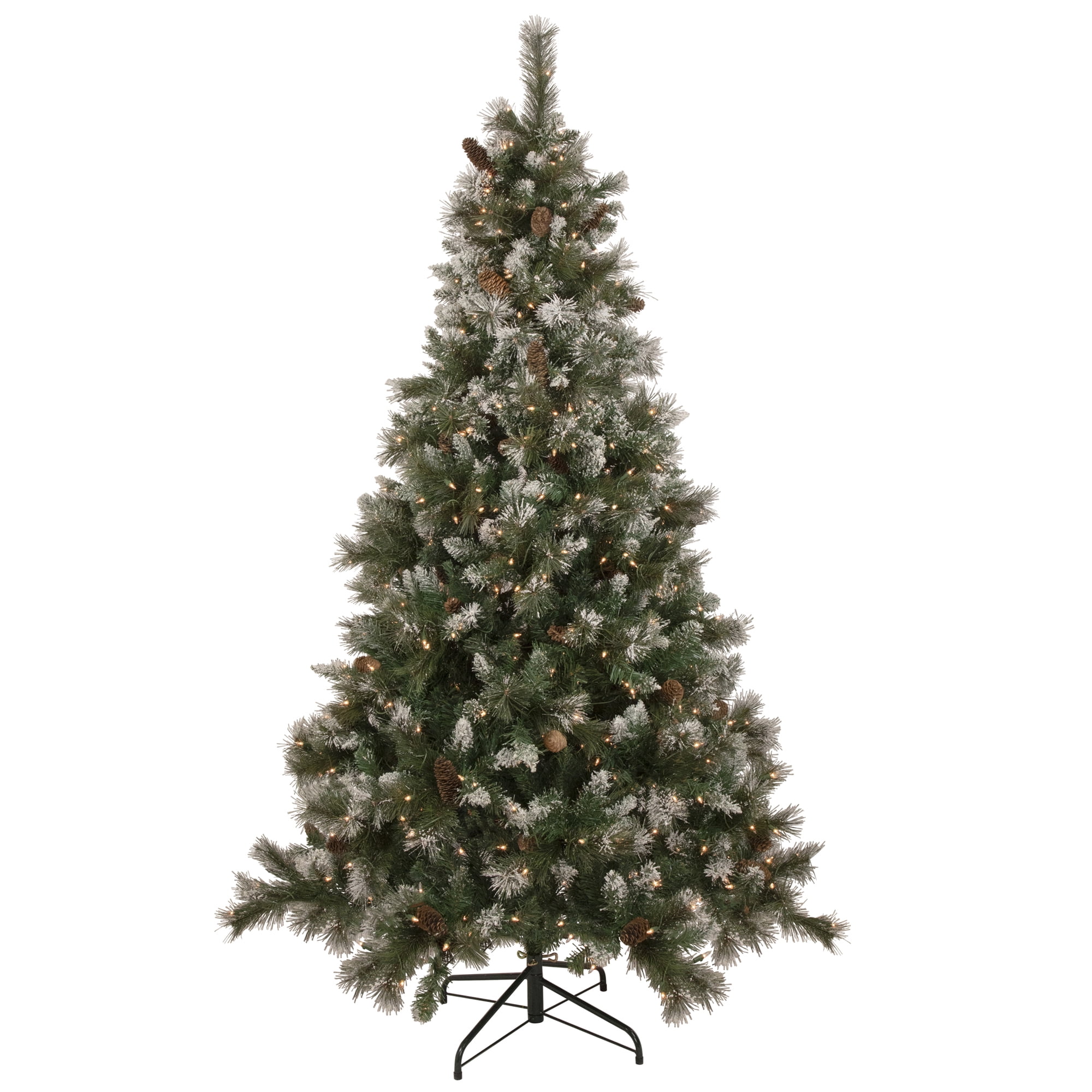 Northlight Clear Prelit Incandescent Green Hinged Snow Valley Pine Artificial Christmas Tree, 6.5'