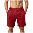 thumbnail image 3 of idosla Men's Cotton Chino Shorts Casual Elastic Waist Drawstring 7 Inch Summer Beach Golf Shorts with Pockets (Red, XL), 3 of 7