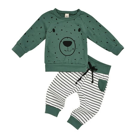 

MPWEGNP Kids Cartoon Tops+ Outfits Boys Sweatshirt Toddler Baby Hoodie Set Pants Bear Boys Outfits&Set Toddler Boy Set Congratulation New Baby