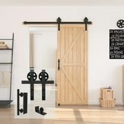 Homlux 5Ft Interior Barn Door Hardware Track System Kit Set, 1x Door Handle, 1x Floor Guide - Fit 30" Wide Single Door, Big Wheel Hangers