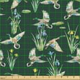 thumbnail image 2 of Ambesonne Retro Fabric by the Yard Upholstery, Repetitive Cranes Pattern, 1 Yard, Hunter Green Earth Yellow, 2 of 5