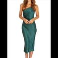 thumbnail image 3 of Vestido de Mujer con Tirantes, Cintura Media, Color Liso, Espalda Baja, Lazo, Elegante, con Hombros Descubiertos y Medio. Verde M, 3 of 10
