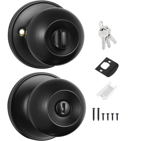 Keyed Eentry Door knob with Lock and Key, Privacy Front Exterior Interior Door Locks Set Matte Black