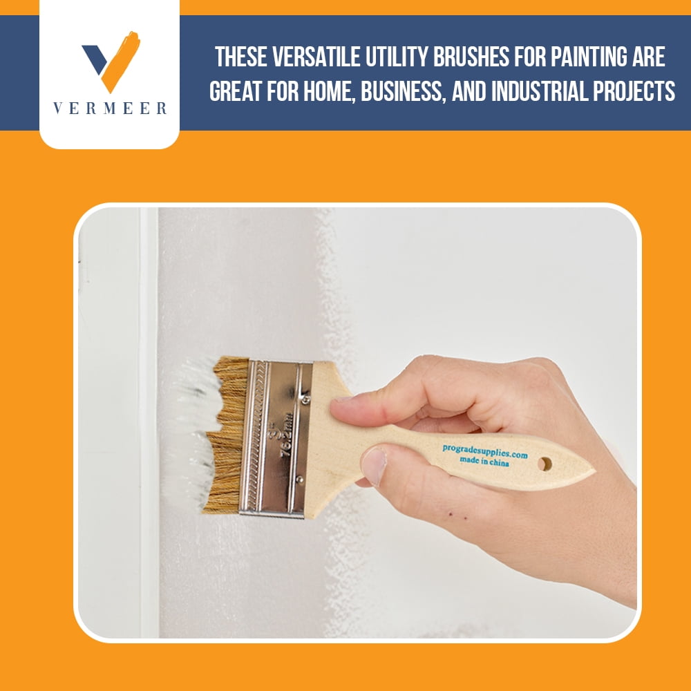 Vermeer Chip Paint Brushes - 36-Pack - 3" Chip Brushes for Paints, Stains, Varnishes, Glues, & Gesso
