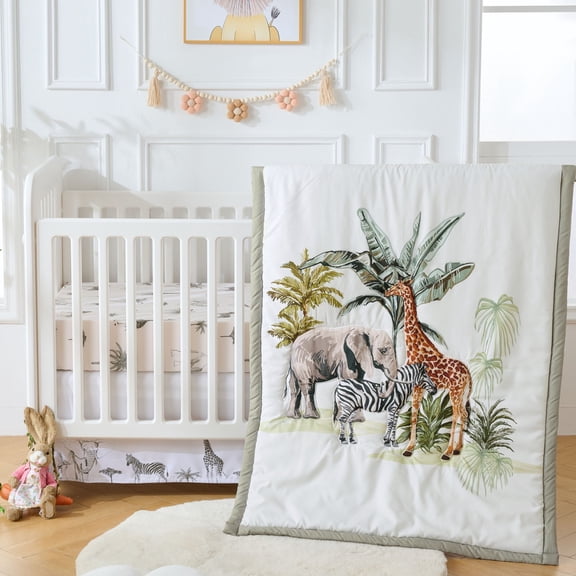 Wild Safari 4-Piece Nursery Baby Crib Bedding Set