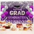 thumbnail image 4 of Silver Purple Graduation Backdrop, Sparkling Balloon Fireworks Bachelor Cap Class of 2025 Congrats Grad Photography Background, Congrats Grad Prom Party Decor Sign Supply Photo Studio Props 6x4ft, 4 of 5