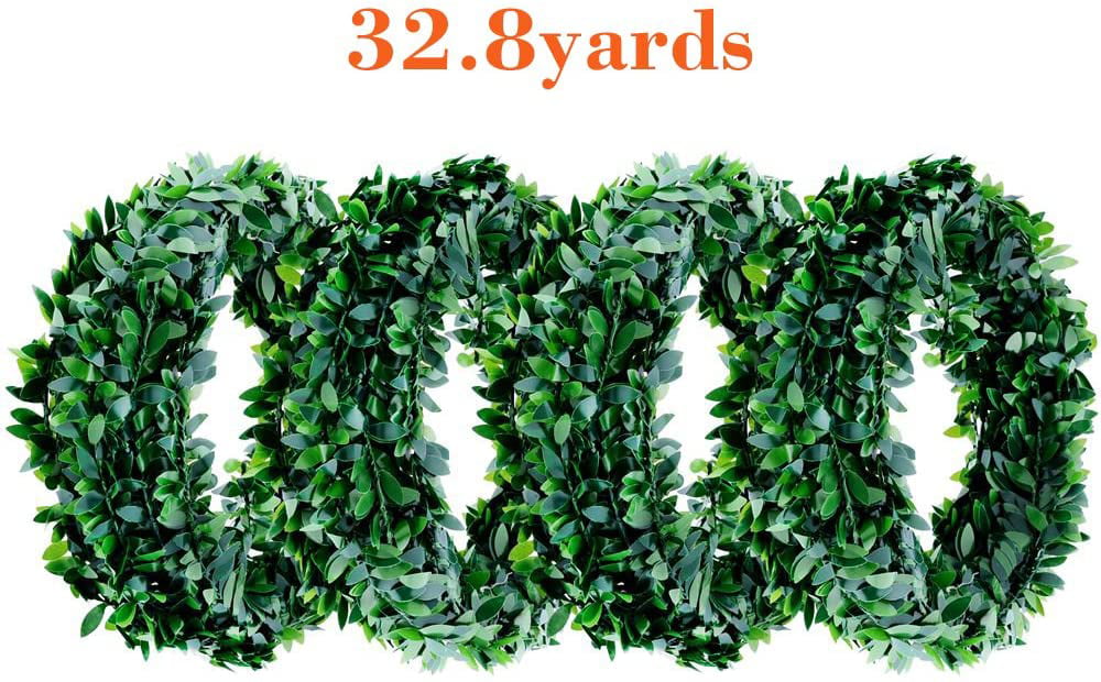 32.8 Yards Artificial Ivy Garland Foliage Green Leaves Fake Vine Headband for Wedding Party Ceremony DIY Headbands