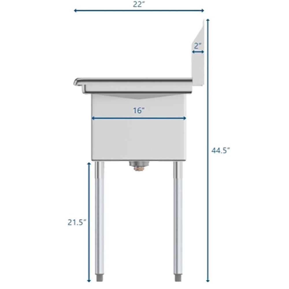 Koolmore 14x16x11 NSF Stainless Steel Kitchen Prep/Utility Sink in Silver