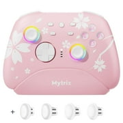Wireless Game Controller Pink with Hall Effect Joysticks Triggers(No Drift) & 2 Pairs Joystick Replacement & Charing dock, Mytrix Switch Remote for Nintendo Switch/PC/IOS/Android/Steam