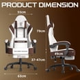 thumbnail image 7 of Linen Fabric Beige and Brown Gaming Chair with Footrest, Ergonomic Computer Chair with Massage Lumbar Pillow and Adjustable Headrest, Comfortable Office Chair for Home & Gaming, 7 of 7