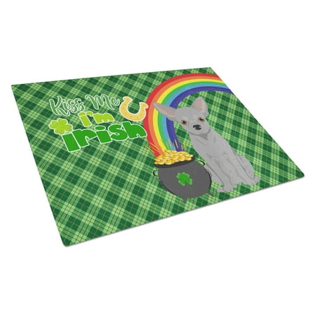 

Silver Chihuahua St. Patrick s Day Glass Cutting Board Large 12 in x 15 in