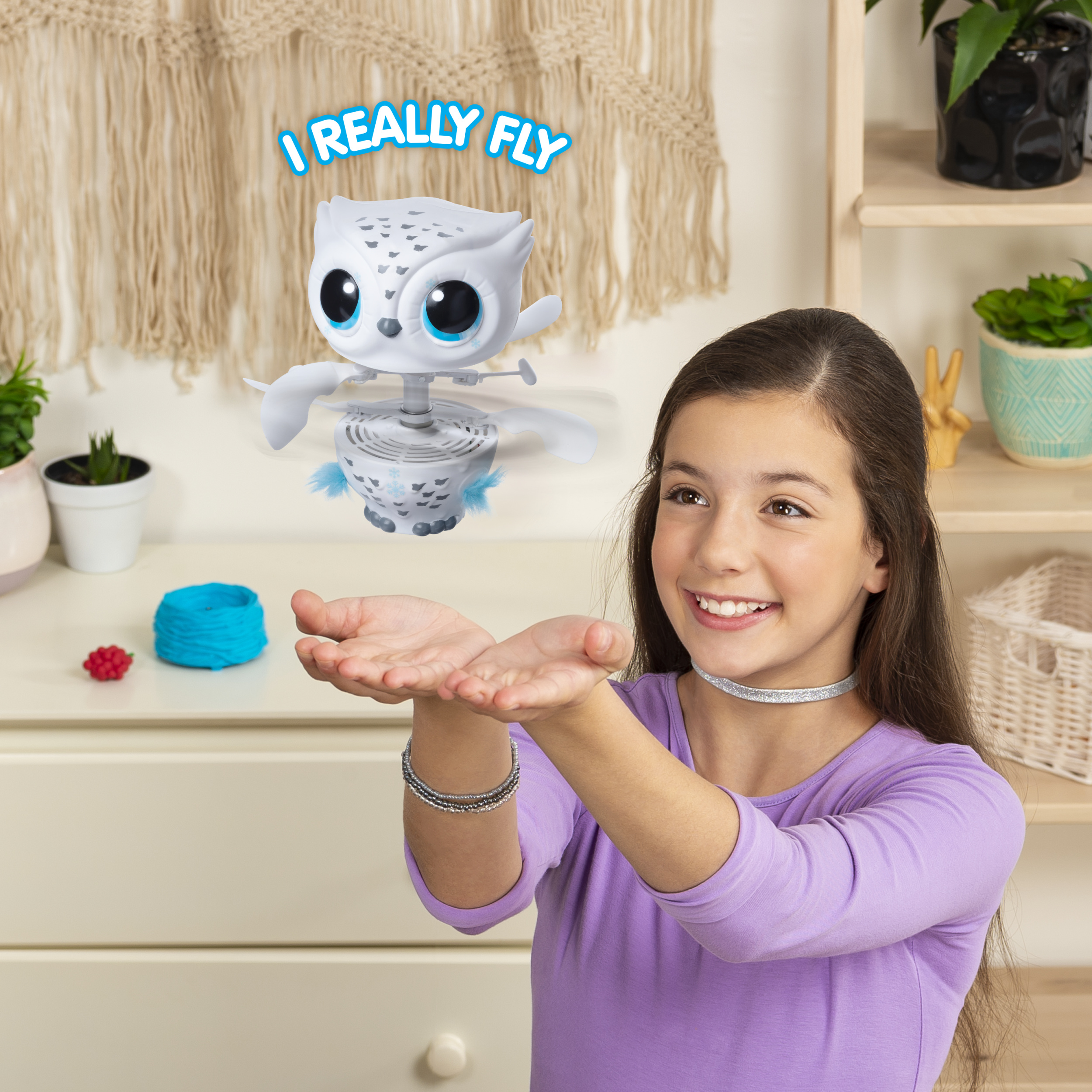Owleez, Flying Baby Owl Interactive Electronic Pet Toy with Lights and Sounds (White), for Kids Aged 6 and up - image 4 of 8