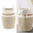 thumbnail image 1 of Laundry Hamper, 100L Soft Cotton Rope Woven Storage Basket With Handles, Tall Laundry Baskets Hamper For Toys Bin, Pillows, Blankets, Clothes, Decorative Basket In Laundry Room, 1 of 8