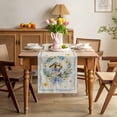 thumbnail image 3 of Spring Easter Table Runner 72 Inches Long for Kitchen Dining, Cute Rabbits Eggs Bow Daisy Tulips Plants Beige Dresser Scarf Farmhouse, Dining Table Decorations for Wedding/Parties, 14 x 72 In, 3 of 8