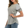 thumbnail image 5 of Women's Yoga Tops Sport Tops Short Sleeve Tee Basic Leopard Tshirt Casual Loose T-Shirt Tops Tee Short Sleeve Tee Basic, 5 of 6