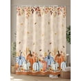 thumbnail image 4 of Boho Floral Fall Thanksgiving Shower Curtain, Orange Green Blue Pumpkins Bathroom Decor Curtains Set with Hooks, Waterproof Fabric Home Accessories， 72 X 72 Inch Long, 4 of 6