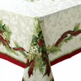 thumbnail image 1 of Benson Mills Christmas Ribbons Engineered Printed Fabric Table Cloth, Winter, Holiday And Christmas Tablecloth (60"" X 84"" Rectangular, Xmas Ribbons), 1 of 1