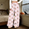 thumbnail image 5 of Pink Womens Halloween High Waist Baggy Leg Pants Loose fit Elastic Waist Wide Leg Pajama Bottoms,Lounge Sleepwear,Halloween Outfits for Women S, 5 of 6