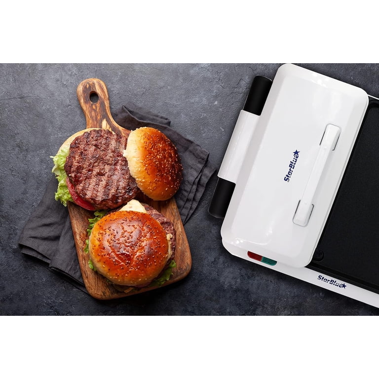 StarBlue Hamburger Grill Maker - 4 Non-Stick Plates, 1000W, Includes Burger Press & Recipe EBook