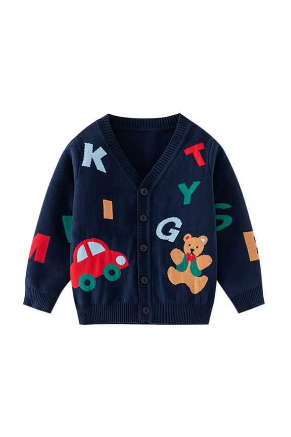 Kids Boys Girls Thermal Cardigan Sweater Fashion Casual Long Sleeve Winter Warm Knit Sweater Double Layer Thread Cardigan Sweater Green