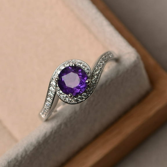 2Ct Round Cut Lab Created Amethyst Wedding Gift Ring 14k White Gold Plated