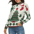thumbnail image 2 of Knitted Christmas Tree Women's Turtleneck Sweater Long Sleeve Ribbed Fitted Turtle Neck Casual Fall Winter Collection Top M, 2 of 4