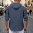 thumbnail image 7 of JTieacloth Summer Linen Long Sleeve Shirt Beach Casual Hooded Shirt Long Sleeve Solid Color Shirt Free Button Down Shirt Blue, 7 of 7