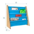 thumbnail image 4 of Wildkin Vegan Leather Original Sling Bookshelf - Natural Wood w/ Blue, 4 of 5