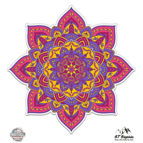 Colorful Mandala - 3" Vinyl Sticker - For Car Laptop I-Pad Phone Helmet Hard Hat - Waterproof Decal