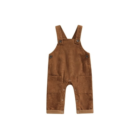

Diconna Baby Toddler Girls Boys Corduroy Plain Pocket Suspender Pants Bib Overalls Jumpsuit Caramel 2-3 Years