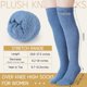 thumbnail image 3 of Xiao Hua Calcetines de felpa hasta la rodilla, suaves y largos, hasta el muslo, cálidos, pantuflas cómodas, calcetines de felpa - blancos, 1 par, 3 of 5