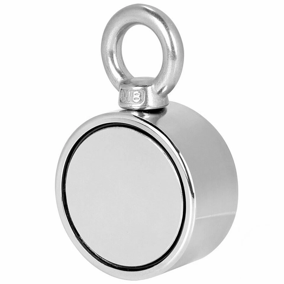 CIRCLE- 550Lbs Super Strong Pulling Force Round Double Sided Fishing Magnet Neodymium