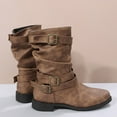 thumbnail image 6 of Women's Mid-Calf Boots Winter Fashion Leather Buckle Comfortable On Footwear for Everyday Wear, 6 of 9