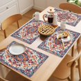 thumbnail image 5 of Retro Ethnic Leaves Placemats Set of 1, Orange Blue Flowers Texture Non-Slip Place Mats Washable Table Mats for Kitchen Dining Table Decorations Indoor/Outdoor, 5 of 9