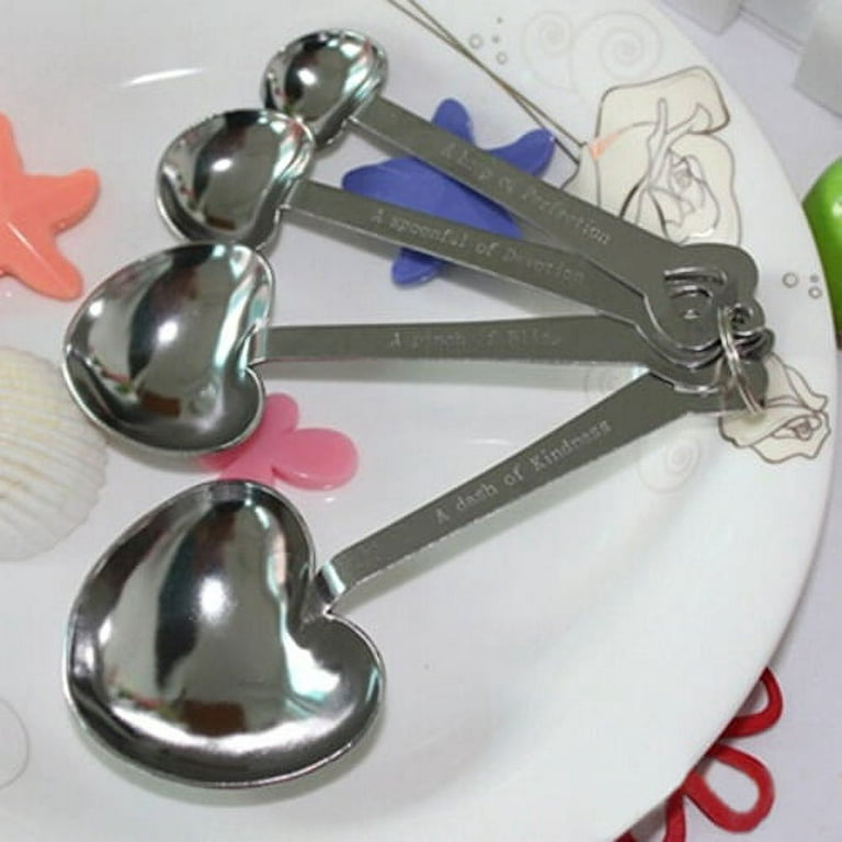 Heart Shaped Measuring Spoons 4 Piece Set With Quotes on 