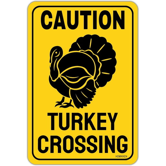 8 x 12 in Metal Tin Sign - Turkey Crossing Sign Metal Tin Signs Street Signs Traffic Road Signs Wall Decor Outdoor Plaque 12 x 8 Inches