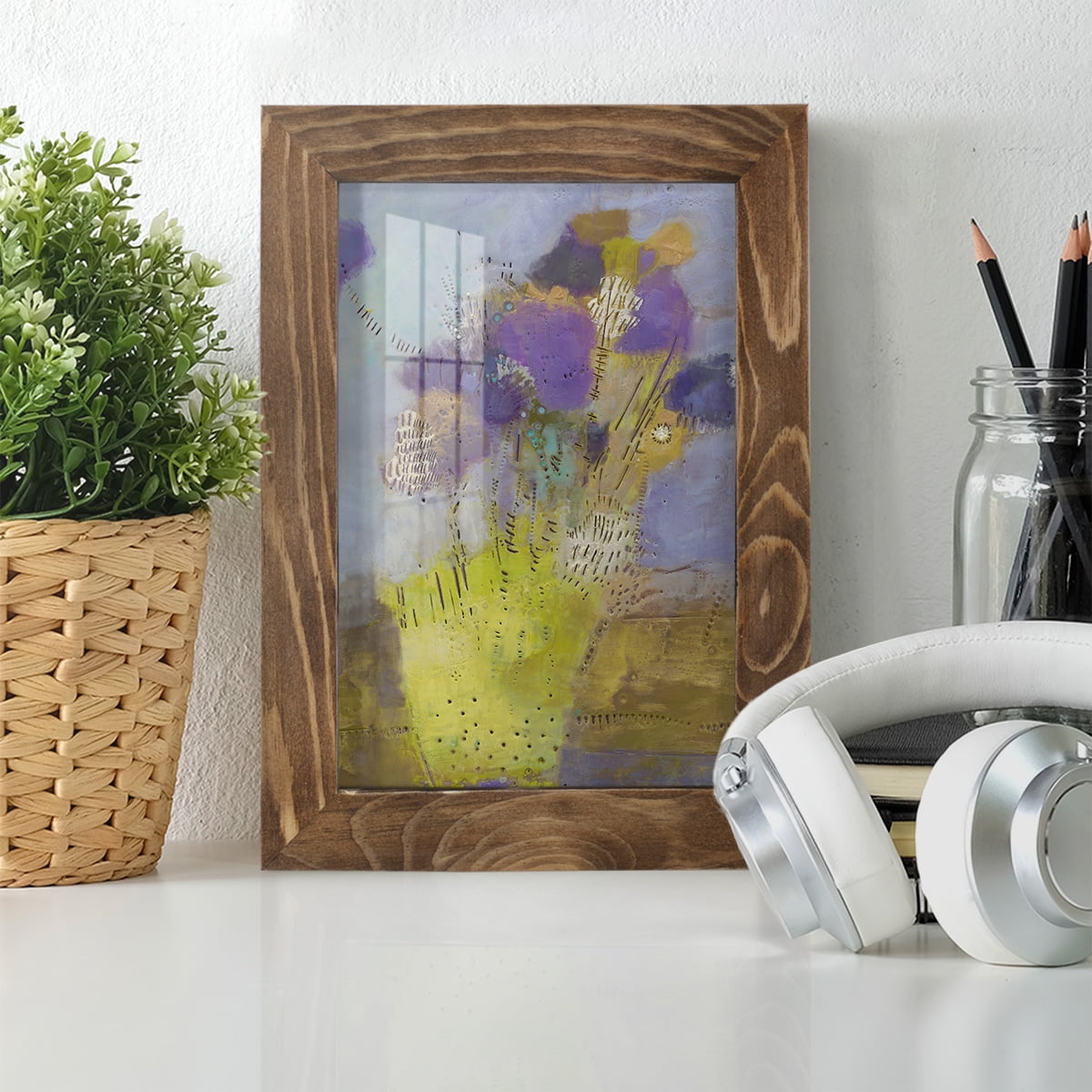 Blumen I -Framed Print w/glass-Walnut