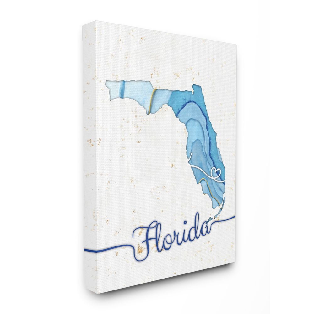 Stupell Industries Florida Agate Blue US State Design Canvas Wall Art by Ziwei Li
