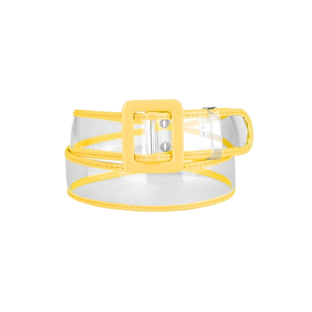 Cinturones transparentes Inspire Chic para mujeres, cinturón delgado de talla grande para jeans, vestidos y abrigos de hasta 95 cm/37.4" amarillo
