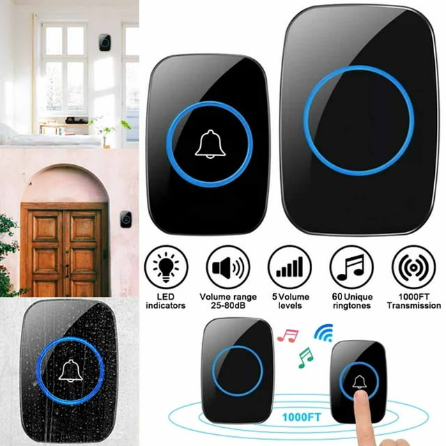 Wireless Doorbell, 1000ft Range Loud Enough with 5 Volume Levels and