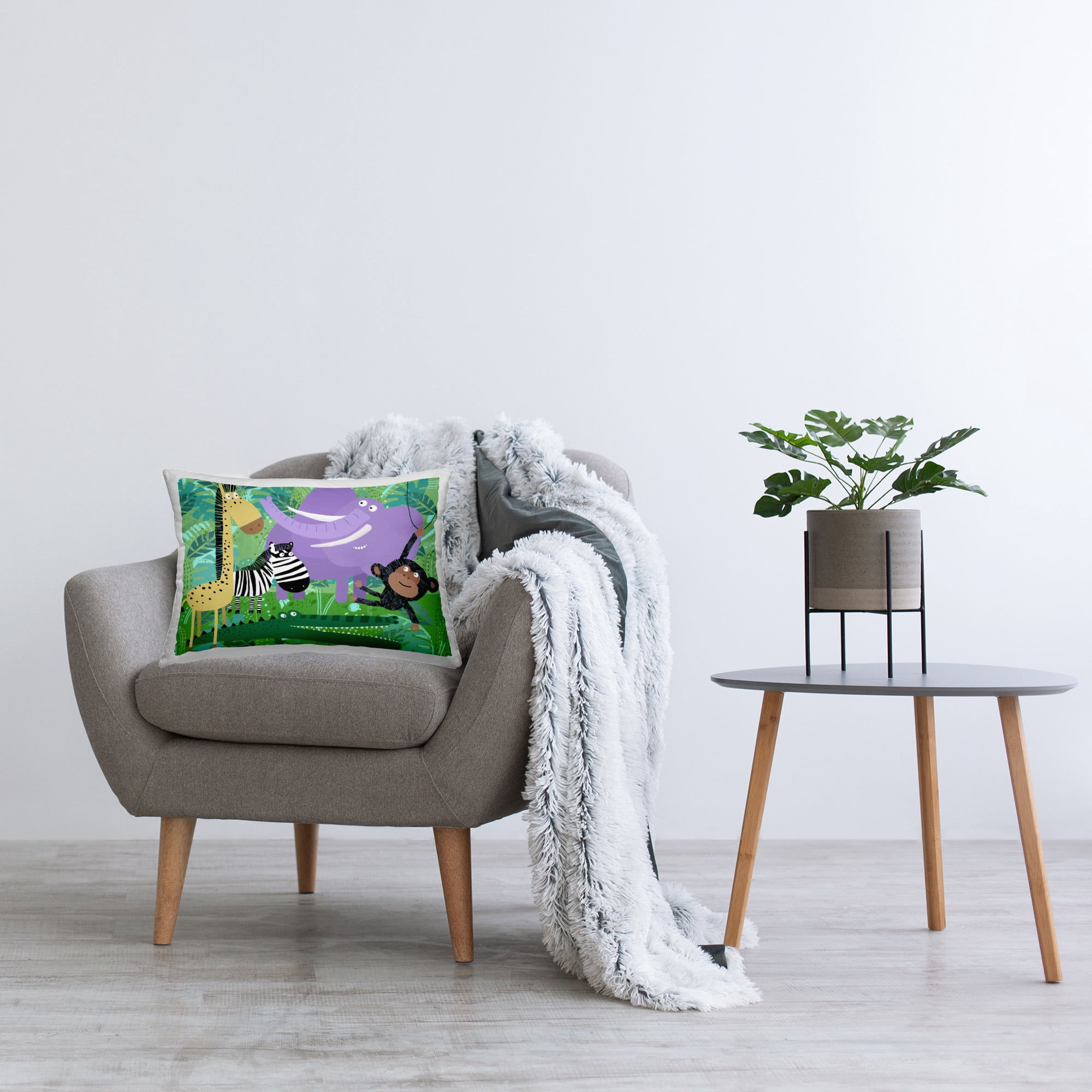 Stupell Industries Fun Jungle Animals Decorative Printed Throw Pillow Design by Carla Daly
