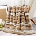 thumbnail image 2 of Home Soft Things Tip Dying Two Tone Faux Fur Throw Blanket with Micromink Back, Luxury Soft Cozy Plush Fluffy Fuzzy Reversible Thick Warm Throw Blanket, 60x70 inches, Brown White, 2 of 9