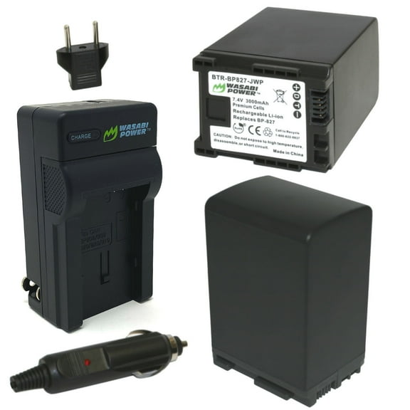 Wasabi Power Battery (2-Pack) and Charger for Canon BP-827
