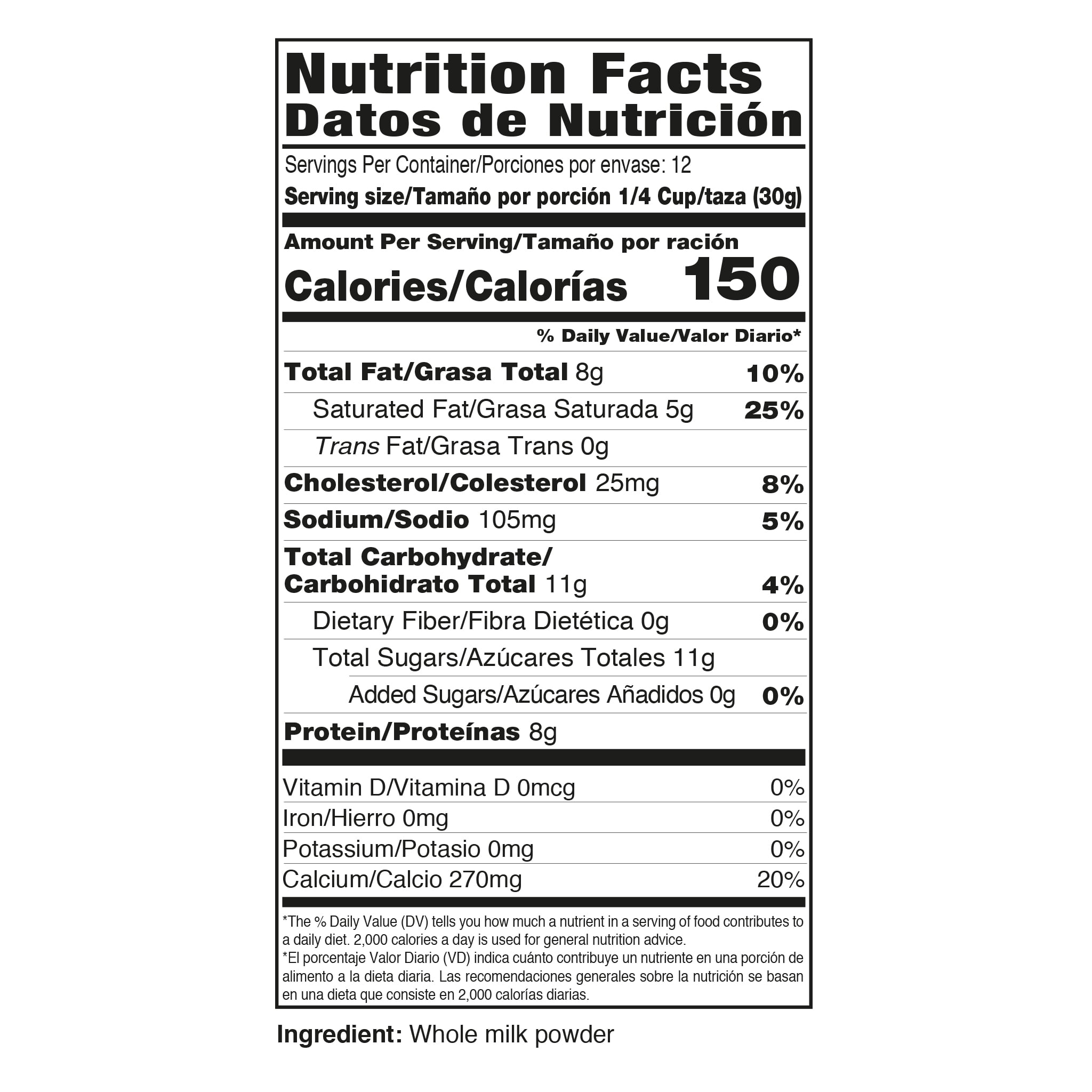DairySky Whole Milk Powder, Original Flavor, Grade a, Non-GMO, rBST-Free, Shelf-Stable, Resealable Pouch, 12.6 oz (pack of 3)