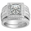 Beverly Wedding Ring Set Halo Sterling Silver Engagement Ring Black Wedding Bands Ginger Lyne Collection
